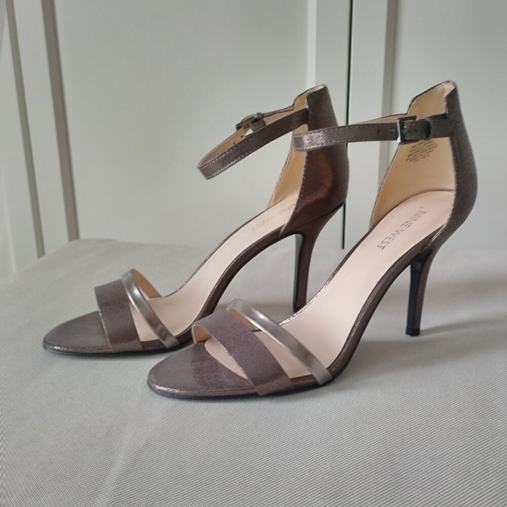 Nine West Bronze Metallic Strappy High-Heel Sandals, New 8M